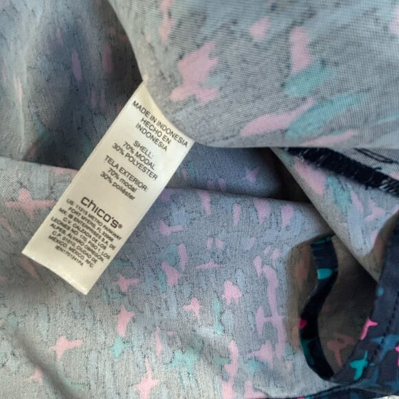 Chico's Womens Multicolor Abstract Print Button-Down 3/4 Sleeve Shirt Top Size 1 - Picture 4 of 8